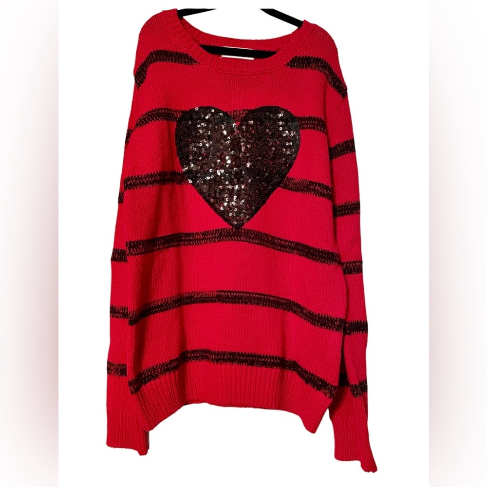 Girls sz M sequin heat valentine sweater